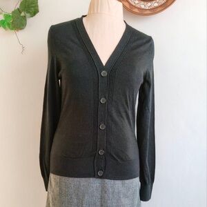 The Kooples Wool Black V-Neck Button Cardigan